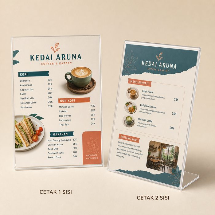 Cetak Menu Board Akrilik Custom