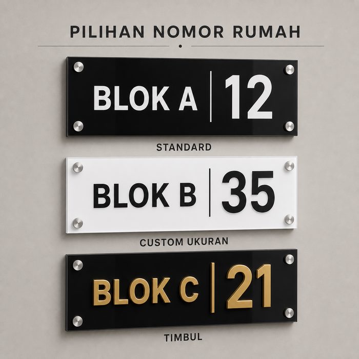 Cetak Nomor Rumah Akrilik Custom