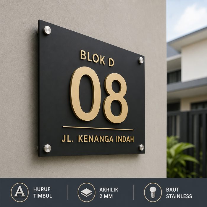 Cetak Nomor Rumah Akrilik Custom